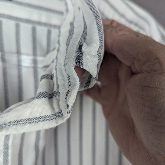 Ralph Lauren Yarmouth 17/35 White With Dark Gray Stripes Some Wear At The Collar - Picture 9 of 12